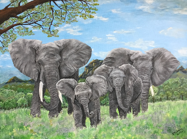 "Elephant Family" 80 x 60 cm (canvas) October 2025