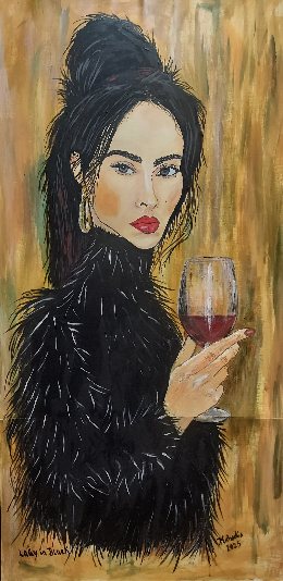 "Lady in Black"   37 x 87 cm (canvas cardboard)  April 2025